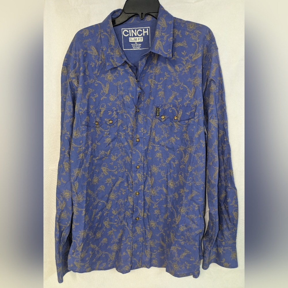 Cinch Blue and Gold Paisley Men's Shirt